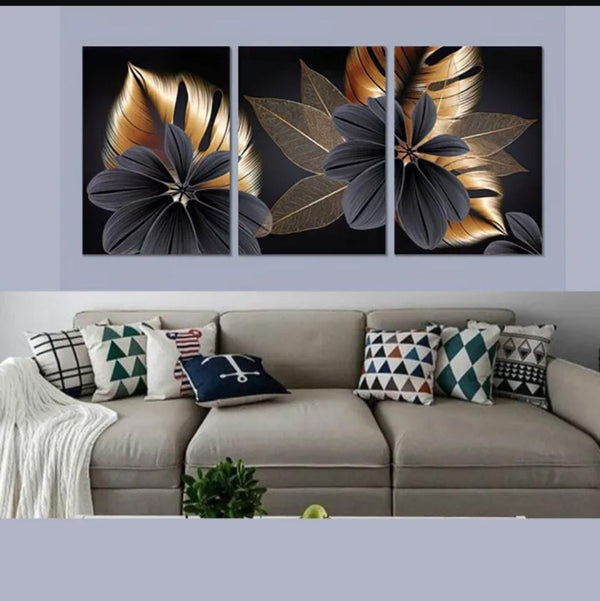 Set of 3 Luxury Floral Wooden Wall Frames (8x11 Inches)