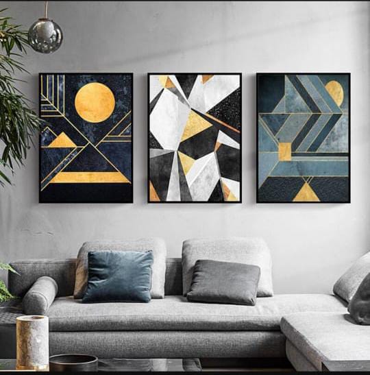 Set of 3 Modern Abstract Wall Art Frames (8x11 Inches)