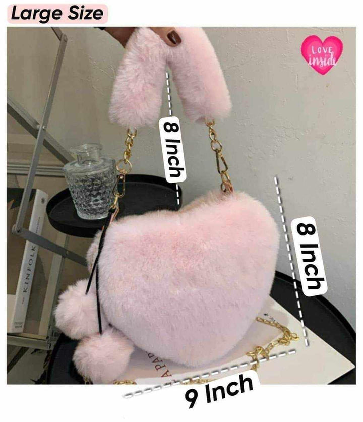 Fluffy Faux Fur Heart Bag - Shopcraving
