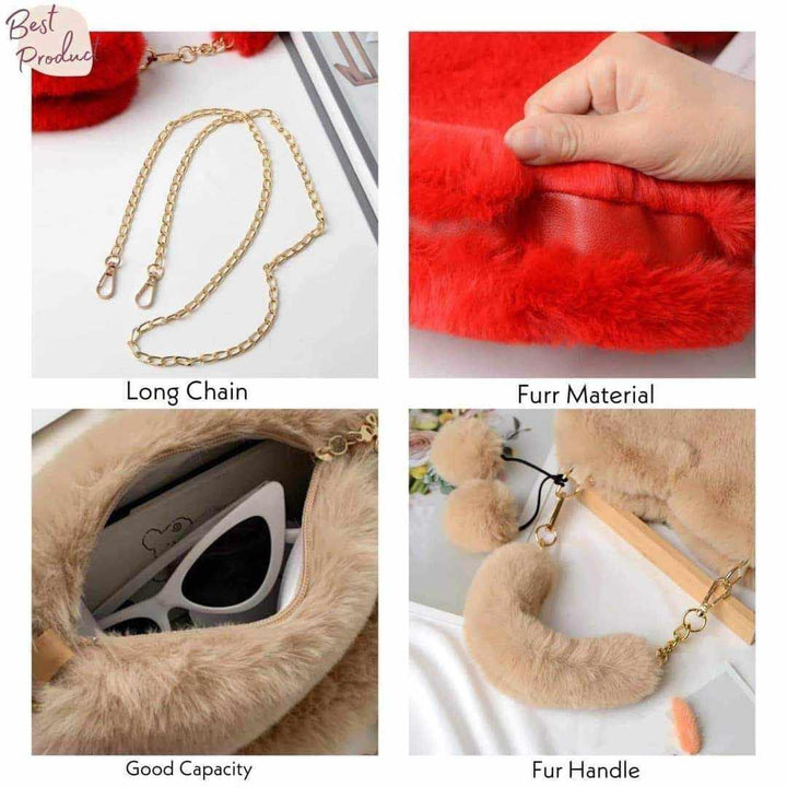 Fluffy Faux Fur Heart Bag - Shopcraving