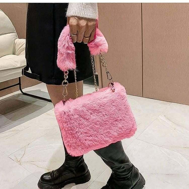 Fluffy Square Fur Bag for Girls - Shopcraving