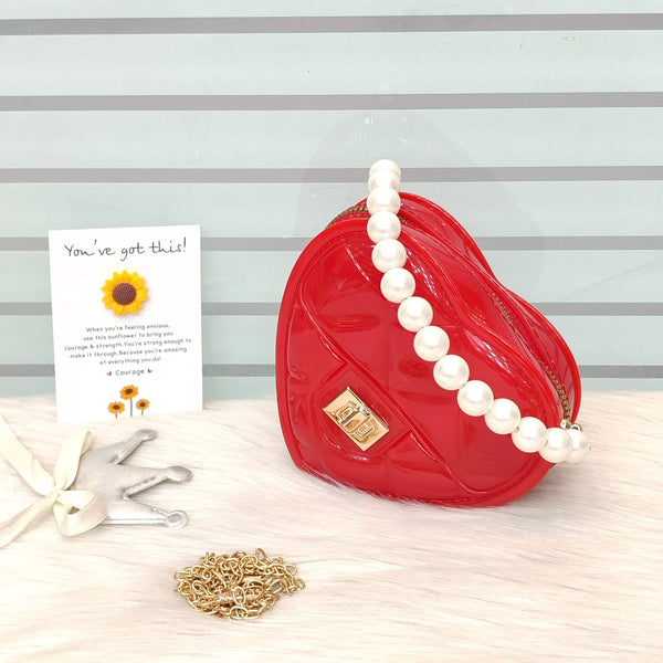 Pearl Handle Heart Fiber Bag